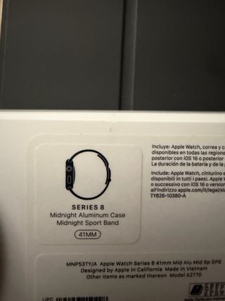 Apple Watch Serie 8 Negro 41mm