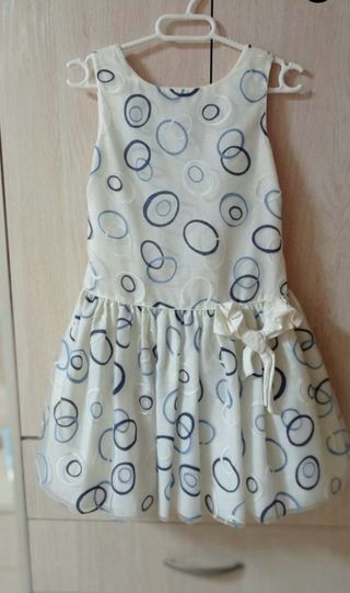 Vestido niña círculos azul y blanco