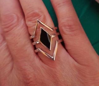 Anillo Acero Diseño Geométrico Negro