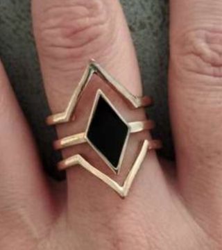 Anillo Acero Diseño Geométrico Negro