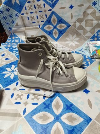 Botas Converse Piel Plataforma Gris T 37