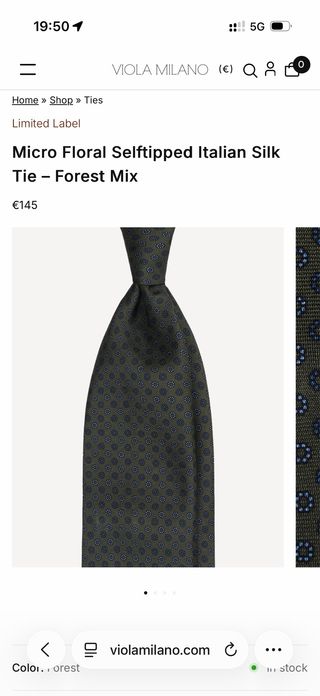 Corbata Viola Milano Seda Floral Verde