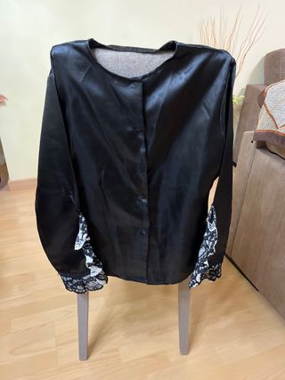 Blusa Baturra Negra Encaje Talla 38