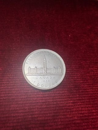 Moneda Canadá 1 Dólar Plata 1939 Dollar