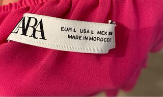 Blusa Zara Volantes Hombros Descubiertos Rosa