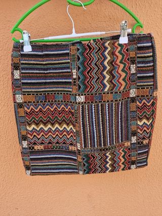 Minifalda étnica multicolor
