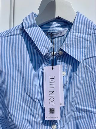 Camisa Crop Rayas Azul Talla M