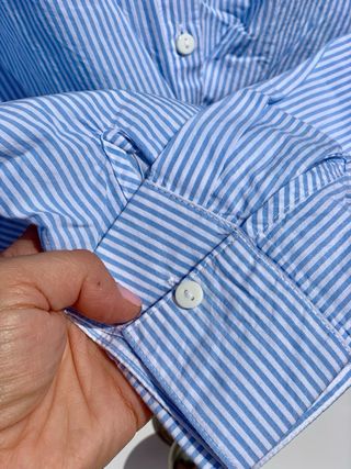 Camisa Crop Rayas Azul Talla M