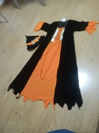 Disfraz Bruja Naranja y Negro 7 años a 10 Años