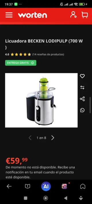 Licuadora Becken Lodipulp 700W