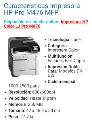 Impresora HP Pro M476dn MFP Láser Color