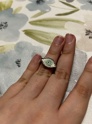Anillo Ojo Turco Plata y Verde