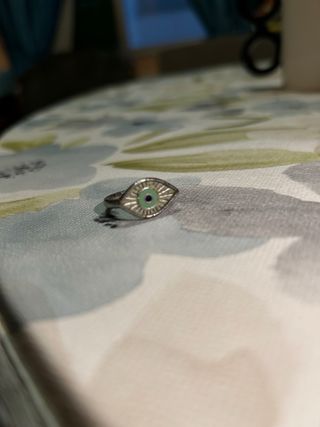 Anillo Ojo Turco Plata y Verde