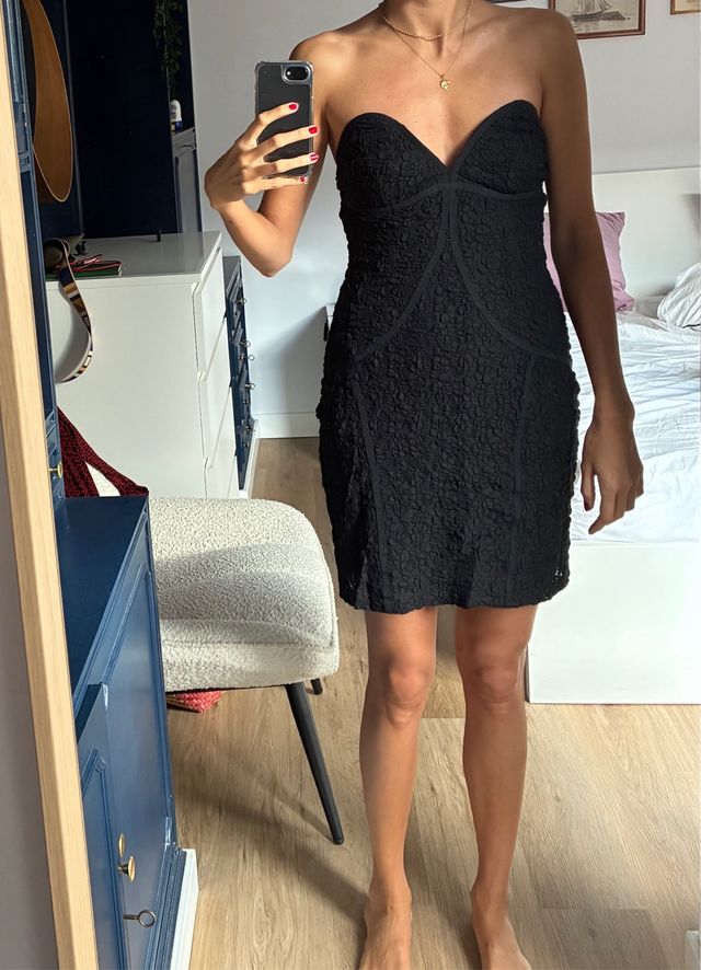 Vestido Negro Mango Palabra de Honor