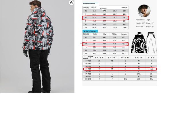 Chaqueta de esquí impermeable para hombre Talla M