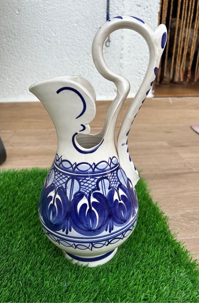Jarra y palangana vintage azul y blanco