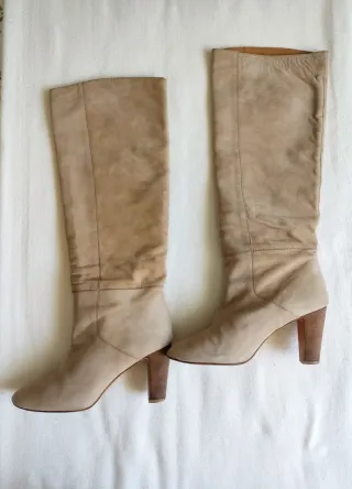 Botas de piel Zara Beige