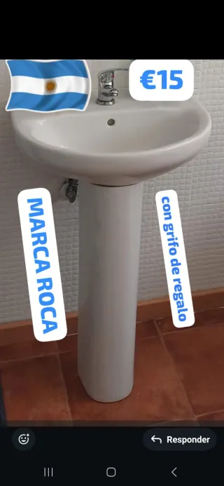Lavabo Roca con pedestal y grifo