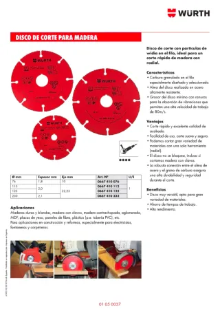 Disco Corte Carburo Würth 115mm