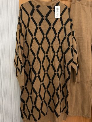 Conjunto lana marrón y negro talla única