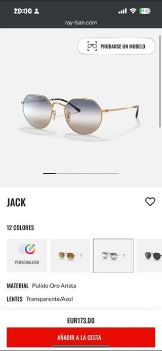 Gafas de sol Ray-Ban doradas y grises