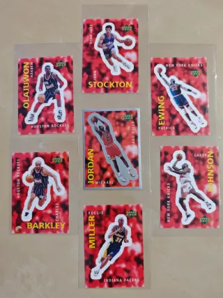 Lote de 7 cromos-pegatina NBA legends UpperDeck 97