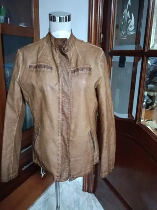 Chaqueta Piel Sintética Mujer Marrón