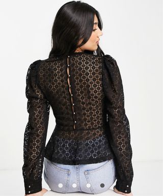 Blusa encaje negro Morgan Talla M