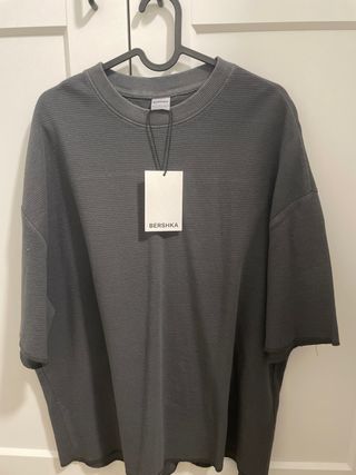 Camiseta Bershka ancha gris S