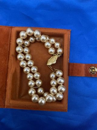 Pulsera doble perlas chapado oro