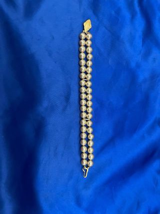 Pulsera doble perlas chapado oro