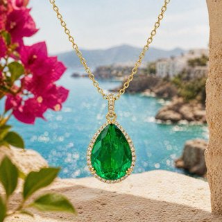 Colgante Esmeralda Nano 925 Plata Chapada en Oro