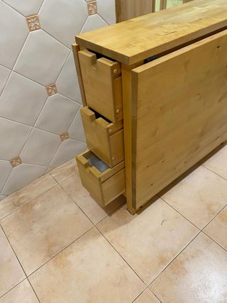 Mesa extensible madera maciza con 6 cajones