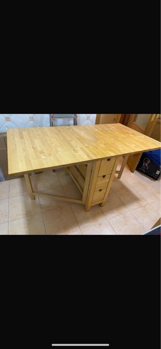 Mesa extensible madera maciza con 6 cajones