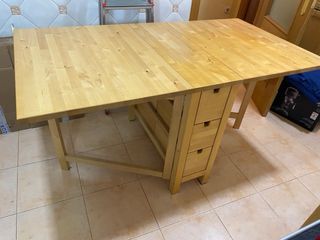Mesa extensible madera maciza con 6 cajones