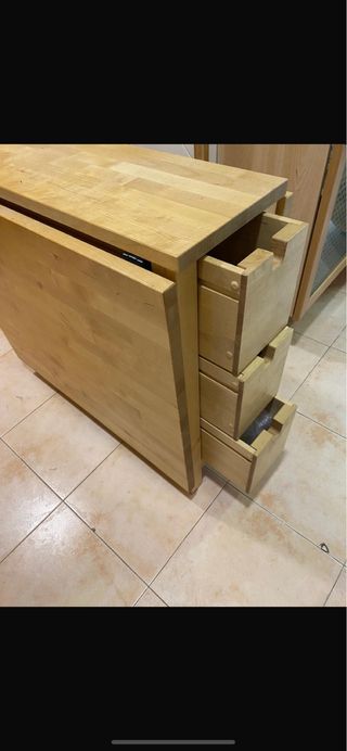 Mesa extensible madera maciza con 6 cajones