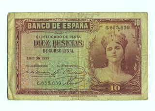 Billete 10 Pesetas Banco de España 1935