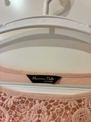 Blusa Massimo Dutti Beige/Rosa Encaje Talla M