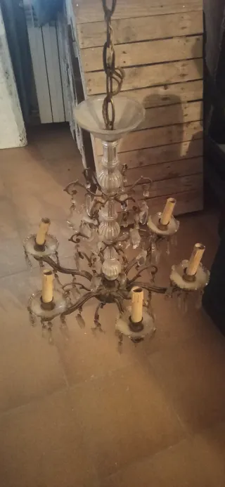 Lámpara araña cristal antigua