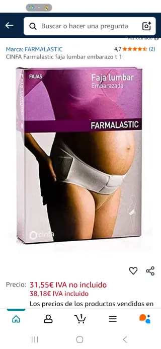 Faja Lumbar Embarazo Farmalastic Talla Única