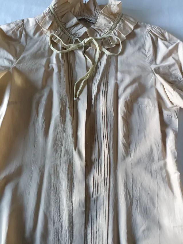 Camisa juvenil manga corta beige