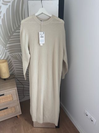 Vestido largo Zara cachemira beige Talla S