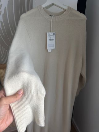 Vestido largo Zara cachemira beige Talla S