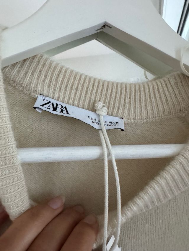 Vestido largo Zara cachemira beige Talla S