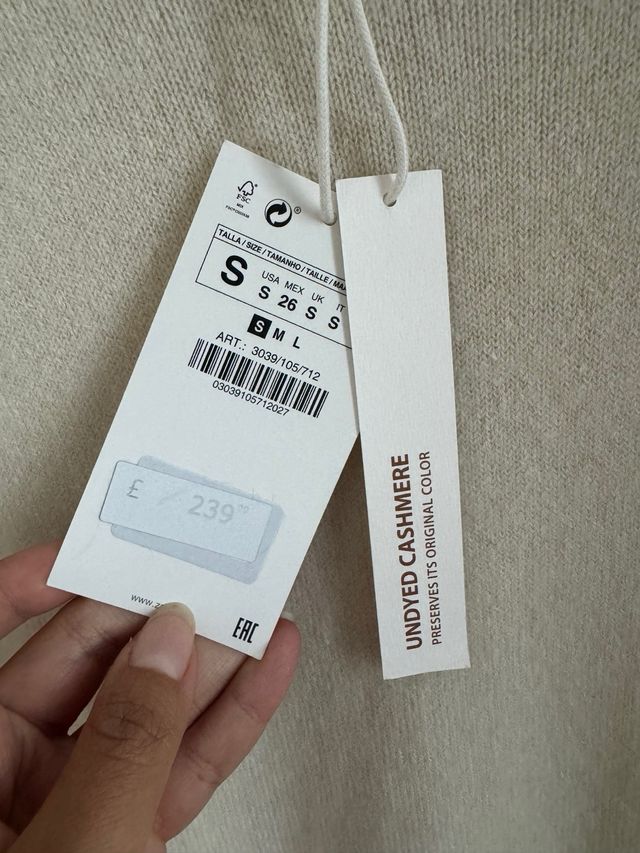 Vestido largo Zara cachemira beige Talla S