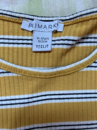 Camiseta de rayas amarillas Primark Talla 11/12