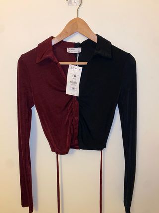 Camisa Bershka bicolor elástica Talla M