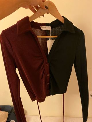 Camisa Bershka bicolor elástica Talla M