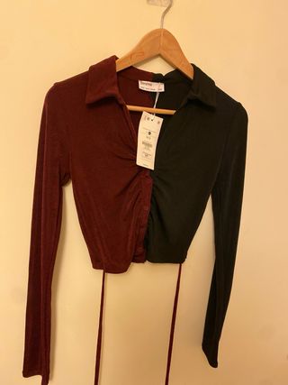 Camisa Bershka bicolor elástica Talla M