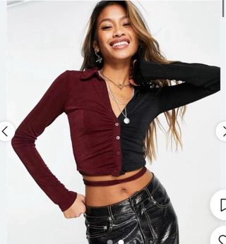 Camisa Bershka bicolor elástica Talla M